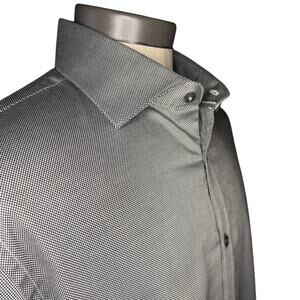 Robert Graham Men's Black Gray Micro-Geometric Button-up Dress Shirt 17.5